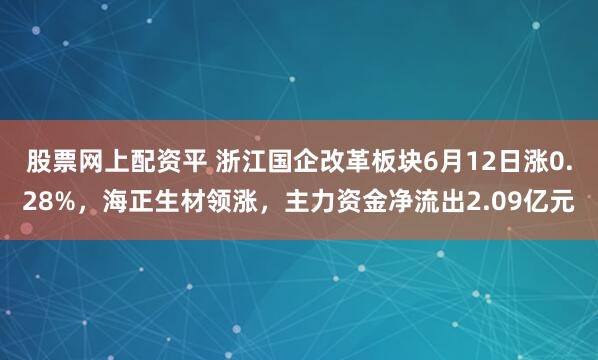 股票网上配资平 浙江国企改革板块6月12日涨0.28%，海正生材领涨，主力资金净流出2.09亿元